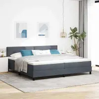 Prolenta Maison Exclusive - LED boxspringbed met hoofdeinde, donkergrijs, 200 x 200 cm, fluweel