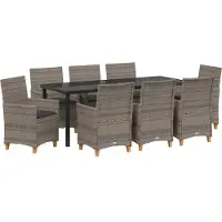 vidaXL Tuin Eettafel Set 9 st Grijs poly rattan