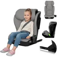 Lionelo Kindersitz Neal i-Size, geschikt voor kinderen van 100-150 cm, tot 12 jaar. Verstelbare hoofdsteun, extra zijbescherming, verstelbare rugleuning. Kleur: grijs