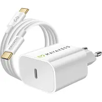 Avizar 20W USB-C Power Delivery-oplader met kabel, Wit