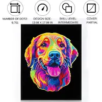 Diamond Dotz - Volwassen, fluweelachtige, neonkleurige Golden Retriever