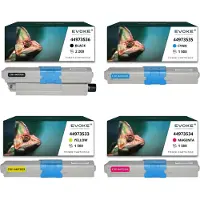 Evoke Set van 4 OKI C301 CMYK printer tonercartridges , 2200 pagina's zwart + 1500 pagina's elke kleur , compatibel met C301dn C321dn MC332dn MC332dn MC342dn MC342dnw