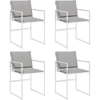 Syfax Tuinstoelen 4 st met kussens staal en textileen wit