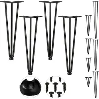 Relaxdays hairpin poten - 4 stuks - 3 stutten - metaal - 40 cm - zwart