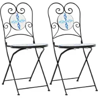 Syfax Opklapbare stoelen (2 stuks) blauw-wit keramiek