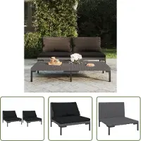 The Living Store Tuinset - Tuinbank - Tuinbanken 2 st met kussens halfrond poly rattan - Lounge Set - Buis Meubel - Outdoor Furniture