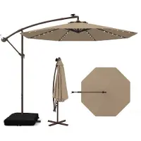 Costway Zweefparasol – Incl. LED-Verlichting & Zandzak – 300 x 300 x 250 cm – Bruin