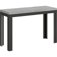 Itamoby - Uittrekbare eettafel 120/200x45/90 cm, serie Linea Double, cementkleurig blad, antraciet onderstel