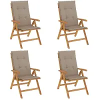 vidaXL Tuinstoelen 4 st verstelbaar met kussens massief teakhout