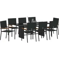 Syfax Tuin eettafelset 9 st Zwart poly rattan