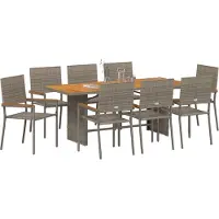 Syfax Tuin eettafelset 9 st Grijs poly rattan