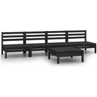 vidaXL 5-delige Loungeset massief grenenhout zwart