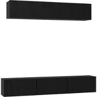 Syfax Tv-meubelset met lade 6 pcs Zwart Eiken Bewerkt hout