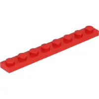 LEGO Platte steen 1x8 (3460) - 100 stuks, rood