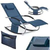 SoBuy - Loungestoel Tuinstoel - marineblauw