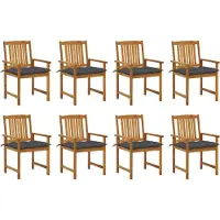 Syfax Tuinstoelen 8 st met kussens massief acaciahout