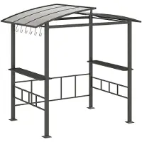 Costway Grillpaviljoen, tuinpaviljoen voor buiten met zijplanken en overkapping, metalen BBQ-paviljoen voor een grill, 248x150x232 cm, zwart
