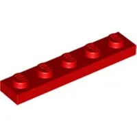LEGO Platte steen 1x5 (78329) - 10 stuks, rood