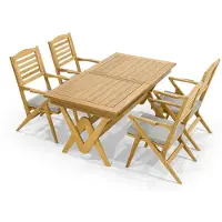 AEA Robuste Garten Garnitur Essgarnitur 4x Holzstühle Designer Esstisch 5tlg