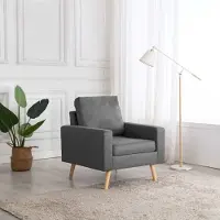 vidaXL Fauteuil, loungefauteuil, sofa, gestoffeerde fauteuil, fauteuil, tv-fauteuil, stoffen sofa, lounge, lichtgrijs, stoffen bekleding, houten frame