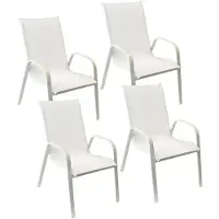 Happy Garden Set van 4 MARBELLA stoelen in wit textilene - wit aluminium