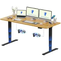 FlexiSpot E5 Plus, verstelbaar bureau, 180x80 cm, dubbele motor, 25 mm dik werkblad, USB-aansluiting, draagvermogen 120 kg, esdoornhout
