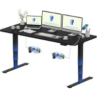 FlexiSpot E5 Plus, verstelbaar bureau, 180x80 cm, dubbele motor, 25 mm dik werkblad, USB-aansluiting, draagvermogen 120 kg, zwart