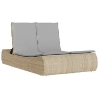 Syfax Ligbed 2-persoons met kussens poly rattan beige