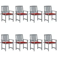 The Living Store De Living Store tuinstoelen met kussens, 8 stuks. Massief acaciahout, grijs