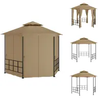 vidaXL Paviljoen met zijwanden, 3,1x2,7 m, taupekleurig - Paviljoens & feesttenten
