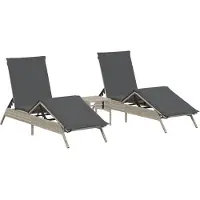 Syfax Ligbedden 2 st met tafel poly rattan lichtgrijs