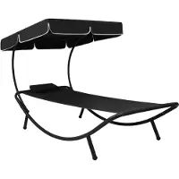Prolenta Maison Exclusive - Ligbed met zonnedak en kussen, zwart