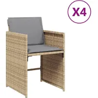 Syfax Tuinstoelen 4 st met kussens poly rattan gemengd beige