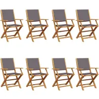 Syfax Opklapbare stoelen, 8 stuks, antracietkleurige stof en massief hout.