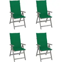 Syfax Tuinstoelen 4 st verstelbaar met kussens massief acaciahout
