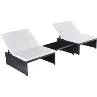 Syfax Tuinstoelen 2 st verstelbaar met tafel poly rattan zwart