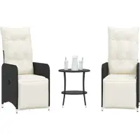 Syfax Tuinstoelen 2 st verstelbaar met tafel poly rattan zwart