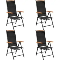 Syfax Opklapbare stoelen, 4 stuks, aluminium en textiel, zwart.