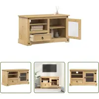 The Living Store Grenen Hout - Tv Meubel - Tv-meubel Corona 100x45x58 cm massief grenenhout - Bruine Tv Stand - Salontafel - Opbergkast