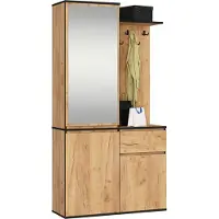 Akord Hal set met spiegel ENTRO / Halmeubel met 3 Deuren en 1 Lade / Hal Kast / Kapstok en Schoenenkast / Craft Eik / 95 x 183 x 35 cm