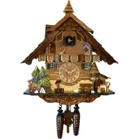 Engstler - 483_QM - Koekoeksklok - Kwarts - Notenhout - met muziek - 42 cm