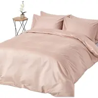 Homescapes Luxe Satijn Dekbedovertrek 135/140x200 cm – Eenpersoons – Beige – 100% Egyptisch Katoen – Draaddichtheid 1000