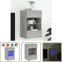 The Living Store Tv-kasten - Tv-wandmeubel - Tv-wandmeubel met LED-verlichting 40x30x60,5 cm grijs sonoma - Salontafel - Houten Meubilair - Greysonomaeiken