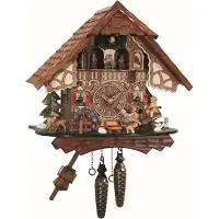 Engstler - 4916_MT - Koekoeksklok - 1-daags kettinguurwerk - Notenhout - met muziek met dansend paar - 34 cm