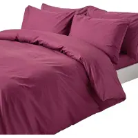 Homescapes Dekbedovertrek 230x220 cm Lits-jumeaux – Bordeaux – 100% Egyptisch Perkal Katoen – 200 TC – Inclusief 2 Kussenslopen
