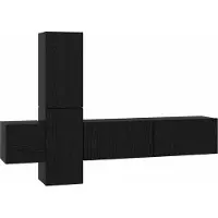 Syfax Tv-meubelset Wandgemonteerd 5 pcs Zwart Eiken Bewerkt hout