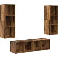Syfax Tv-meubelset Wandgemonteerd 3 pcs Oud Hout Bewerkt hout