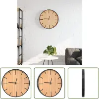 The Living Store Vintage Klok - Wandklok - Wandklok Ø39 cm ijzer en bewerkt hout bruin - Houten Klok - Ijzeren Klok - Bruine Klok