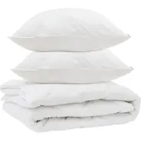 vidaXL Seizoensdekbedset met kussens, 3 stuks, wit, microvezel