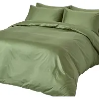 Homescapes Biologisch Dekbedovertrek 200x200 cm – Tweepersoons – Mosgroen – 100% Egyptisch Katoen Satijn – Draaddichtheid 400